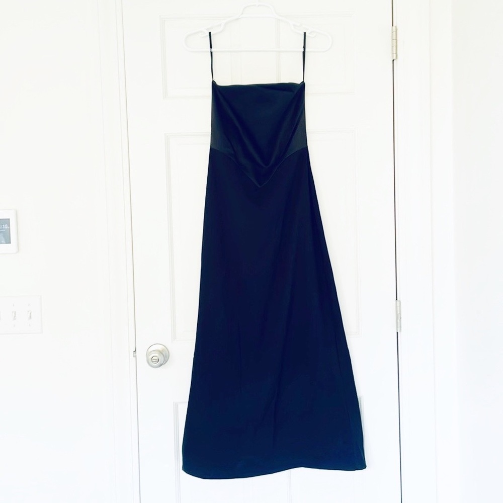 NICOLE MILLER dress size S black satin strapless long gown